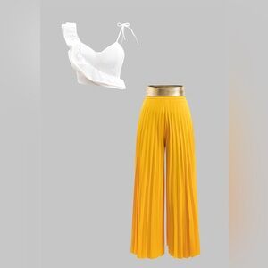 Ruffle Cami Top And Pleated Trousers Set S mc5